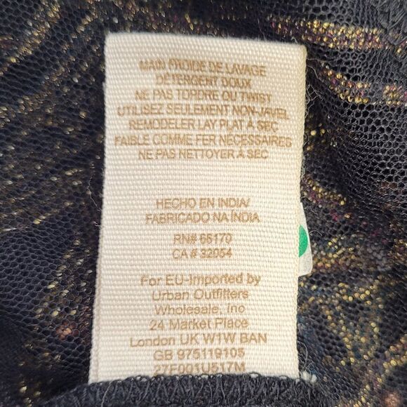 FREE PEOPLE black beaded sheer holiday to India peplum top tinic XS - Picture 10 of 12